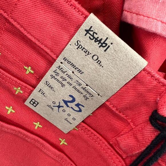 Ksubi Jeans Womens 25 Lobster Orange Spray On Smoke Denim Skinny Ankle Crop Leg - Picture 13 of 13